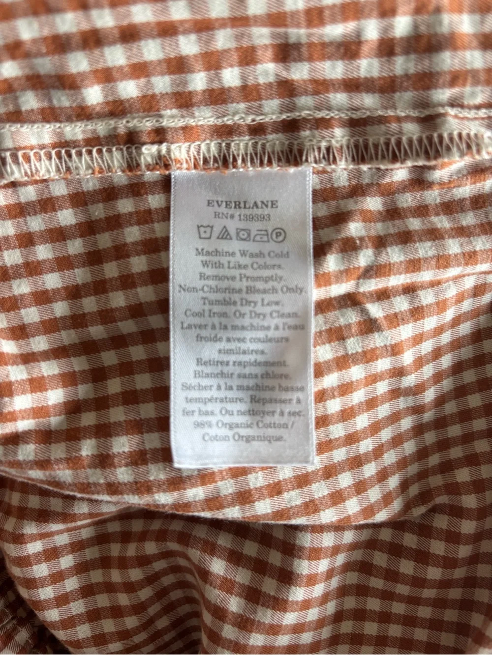 Everlane Easy Short in orange & Cream Gingham - Picture 4 of 8